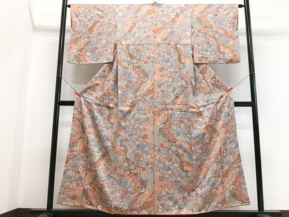 平和屋着物■上質な小紋　吉祥花文　正絹　逸品　CABH4183xe