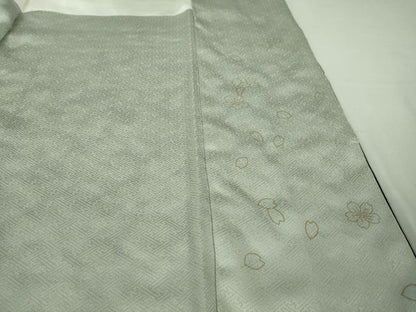 平和屋本店●極上　訪問着　総手刺繍　八重桜　暈し染め　金糸　銀通し地　逸品　DZAB2401kh6