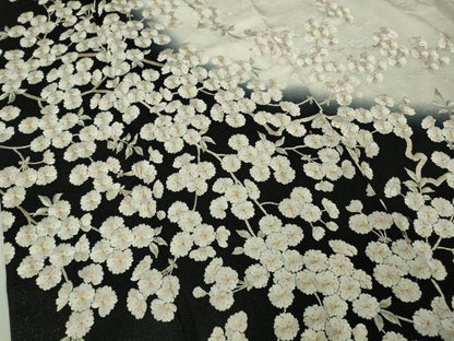 平和屋本店●極上　訪問着　総手刺繍　八重桜　暈し染め　金糸　銀通し地　逸品　DZAB2401kh6