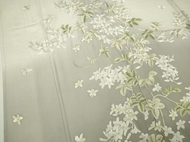 平和屋本店＊極上　夏物　訪問着　絽　総手刺繍　草花文　象牙色地　暈し染め　金糸　逸品　未使用　DZAB2290kh6