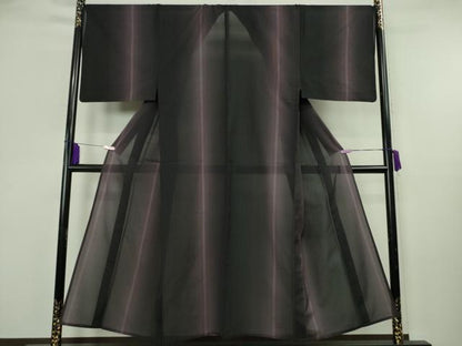 平和屋本店＊極上　夏物　男性　本場大島紬　夏大島　縞　黒地　逸品　DZAB0650kh6