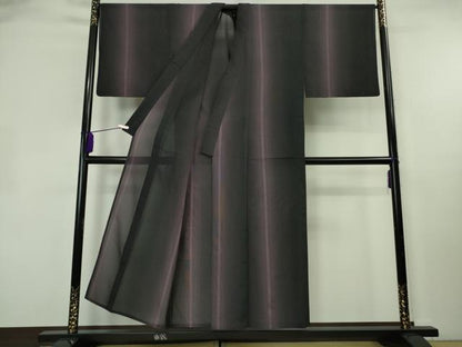 平和屋本店＊極上　夏物　男性　本場大島紬　夏大島　縞　黒地　逸品　DZAB0650kh6