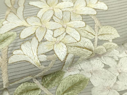 平和屋本店＊極上　夏物　訪問着　絽　総手刺繍　草花文　象牙色地　暈し染め　金糸　逸品　未使用　DZAB2290kh6