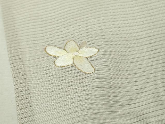 平和屋本店＊極上　夏物　訪問着　絽　総手刺繍　草花文　象牙色地　暈し染め　金糸　逸品　未使用　DZAB2290kh6