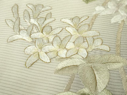 平和屋本店＊極上　夏物　訪問着　絽　総手刺繍　草花文　象牙色地　暈し染め　金糸　逸品　未使用　DZAB2290kh6