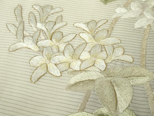 平和屋本店＊極上　夏物　訪問着　絽　総手刺繍　草花文　象牙色地　暈し染め　金糸　逸品　未使用　DZAB2290kh6