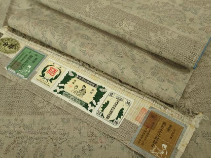 平和屋本店●極上　本場結城紬　重要無形文化財　100亀甲　奥順謹製　鳳凰花横段文　証紙付き　逸品　未使用　DZAA8411kh6