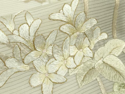平和屋本店＊極上　夏物　訪問着　絽　総手刺繍　草花文　象牙色地　暈し染め　金糸　逸品　未使用　DZAB2290kh6