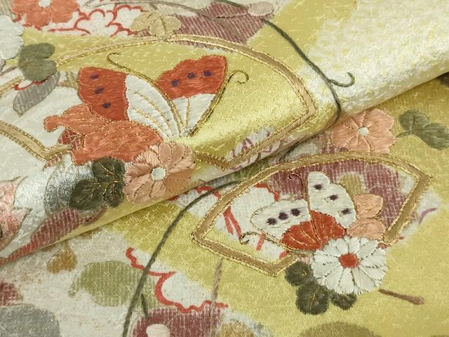 平和屋本店●極上　創業460年・千總　訪問着　刺繍　絞り　地紙花蝶吉祥文　金彩　逸品　未使用　DZAB4605kh6