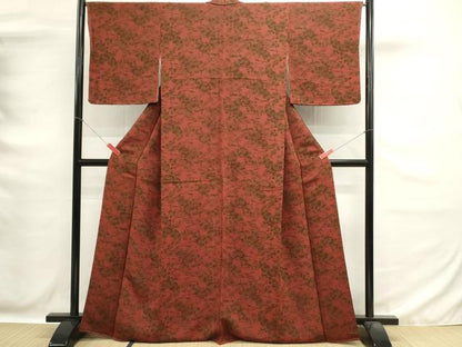 平和屋着物■上質な小紋　型染め　流水花文　鬼しぼ縮緬　正絹　逸品　未使用　DABG6644cd