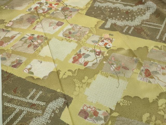 平和屋本店●極上　創業460年・千總　訪問着　刺繍　絞り　地紙花蝶吉祥文　金彩　逸品　未使用　DZAB4605kh6