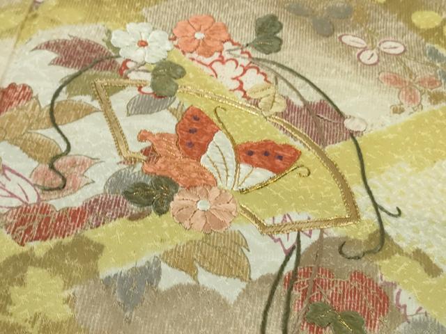 平和屋本店●極上　創業460年・千總　訪問着　刺繍　絞り　地紙花蝶吉祥文　金彩　逸品　未使用　DZAB4605kh6