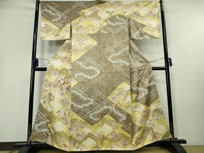 平和屋本店●極上　創業460年・千總　訪問着　刺繍　絞り　地紙花蝶吉祥文　金彩　逸品　未使用　DZAB4605kh6