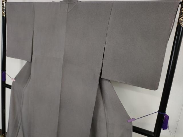 平和屋本店▽極上　小紋師:藍田正雄・人間国宝 伊勢型紙縞彫師:児玉博 江戸小紋 単衣　万筋　深紫色×薄葡萄色　逸品　未使用　DZAB3432kh6
