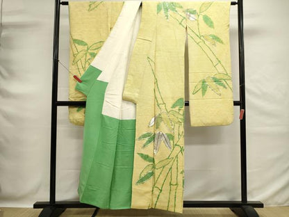 平和屋着物■豪華振袖　総絞り　駒刺繍　笹竹文　正絹　逸品　DABG6652cd