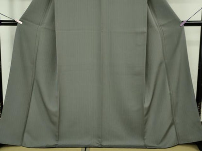 平和屋本店●極上　お召　毛万筋　墨色×薄鈍色　逸品　DZAB2538kh6