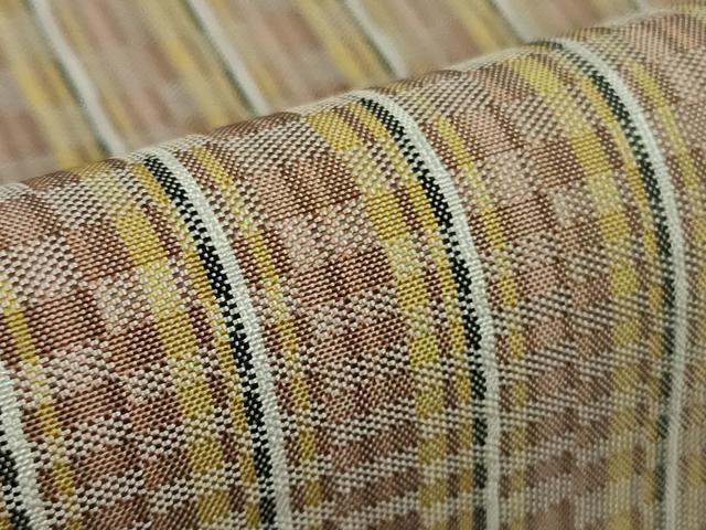 平和屋本店●極上　山下八百子　本場黄八丈　市松綾織　逸品　未使用　DZAB3277kh6