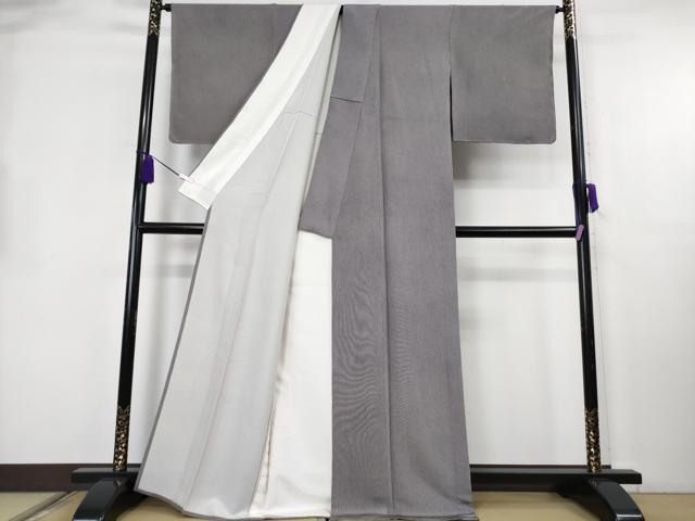 平和屋本店▽極上　小紋師:藍田正雄・人間国宝 伊勢型紙縞彫師:児玉博 江戸小紋 単衣　万筋　深紫色×薄葡萄色　逸品　未使用　DZAB3432kh6