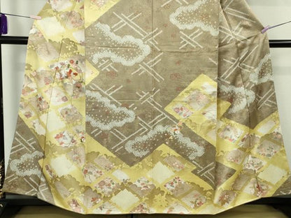 平和屋本店●極上　創業460年・千總　訪問着　刺繍　絞り　地紙花蝶吉祥文　金彩　逸品　未使用　DZAB4605kh6