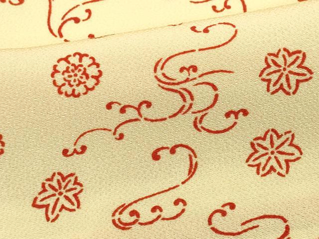 平和屋着物■上質な小紋　立波草花文　鬼しぼ縮緬　正絹　逸品　CABH1017ou