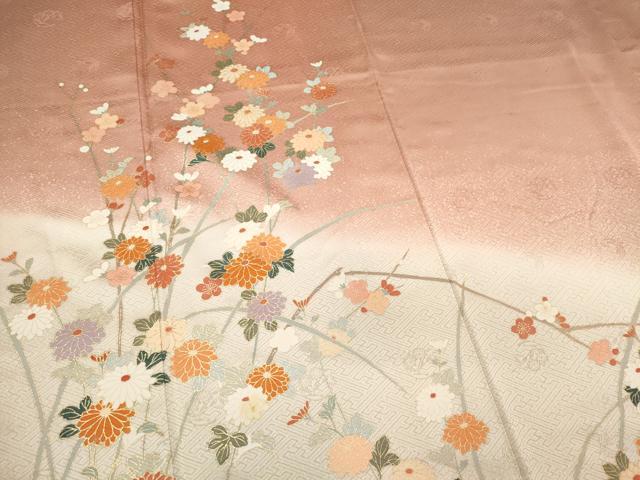 平和屋着物■訪問着　枝花文　暈し染め　金彩　正絹　逸品　CABH1018ou