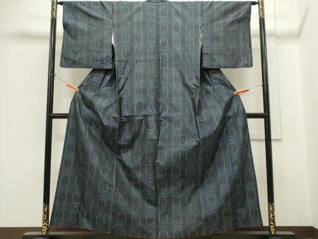 平和屋着物■本場大島紬　幾何学花文　正絹　逸品　CABH1024ou