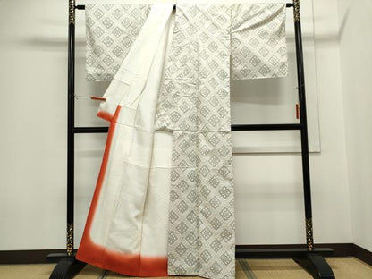 平和屋着物■本場大島紬　白大島　吉祥花文　正絹　逸品　CABH1021ou