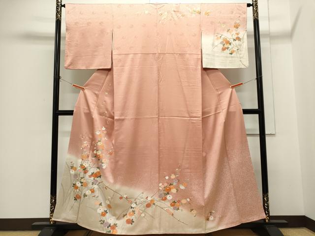 平和屋着物■訪問着　枝花文　暈し染め　金彩　正絹　逸品　CABH1018ou