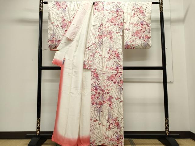 平和屋着物■上質な小紋　草花文　正絹　逸品　CABH1008ou
