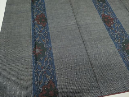 平和屋着物■本場大島紬　7マルキ　花唐草間道　正絹　逸品　CABH1023ou