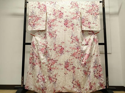 平和屋着物■上質な小紋　草花文　正絹　逸品　CABH1008ou