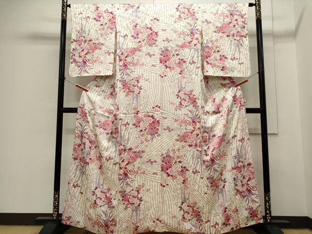 平和屋着物■上質な小紋　草花文　正絹　逸品　CABH1008ou