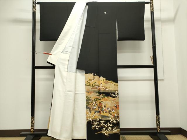 平和屋着物■豪華黒留袖　作家物　人物風景文　金彩　正絹　逸品　CABH1007ou