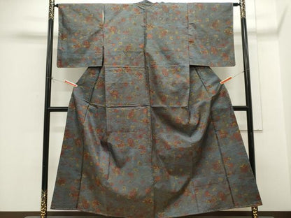 平和屋着物■本場大島紬　7マルキ　草花文　正絹　逸品　CABH1025ou