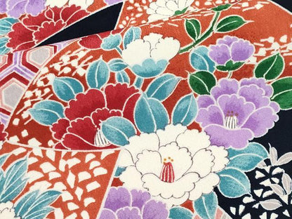 平和屋着物■振袖　色紙重ね吉祥草花文　洗える着物　CABH1028ou