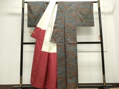 平和屋着物■本場大島紬　7マルキ　草花文　正絹　逸品　CABH1025ou