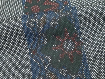 平和屋着物■本場大島紬　7マルキ　花唐草間道　正絹　逸品　CABH1023ou