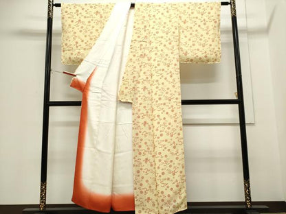 平和屋着物■上質な小紋　立波草花文　鬼しぼ縮緬　正絹　逸品　CABH1017ou