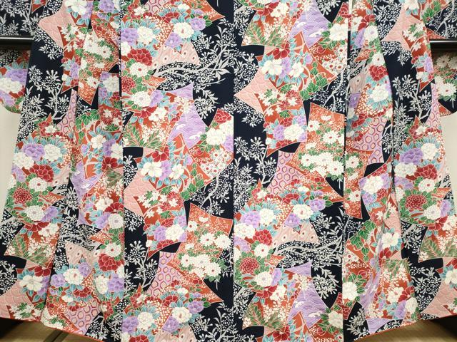 平和屋着物■振袖　色紙重ね吉祥草花文　洗える着物　CABH1028ou
