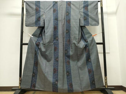 平和屋着物■本場大島紬　7マルキ　花唐草間道　正絹　逸品　CABH1023ou