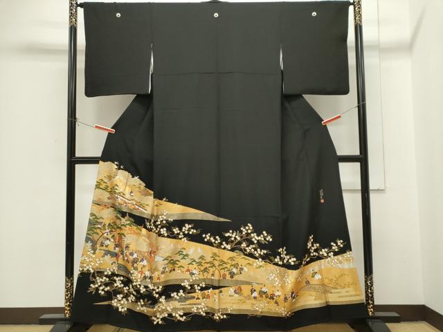 平和屋着物■豪華黒留袖　作家物　人物風景文　金彩　正絹　逸品　CABH1007ou