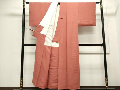 平和屋着物■上質な色無地　甚三紅色　正絹　逸品　CABH1019ou