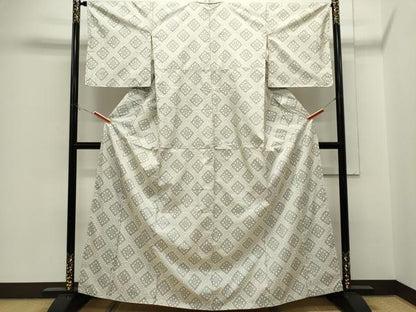 平和屋着物■本場大島紬　白大島　吉祥花文　正絹　逸品　CABH1021ou