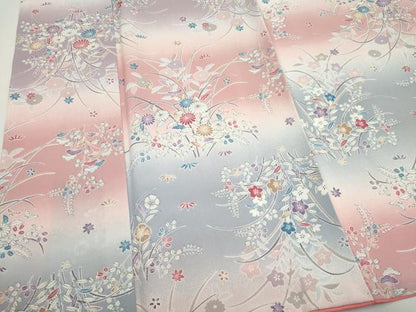平和屋着物■小紋　草花文　洗える着物　CABH1034ou