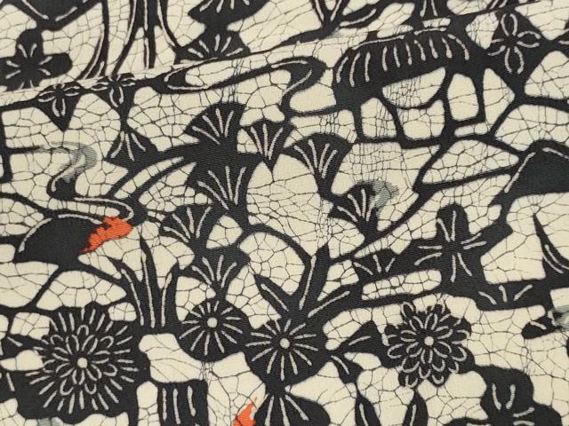 平和屋着物■上質な小紋　型染め　風景花文　正絹　逸品　CABH1074ou