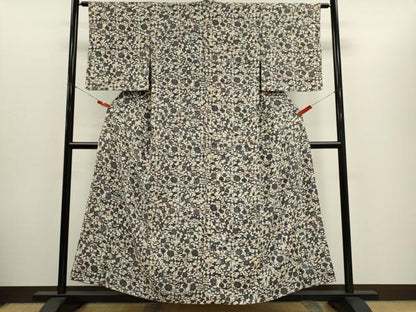 平和屋着物■上質な小紋　型染め　風景花文　正絹　逸品　CABH1074ou