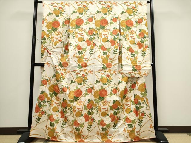 平和屋着物■豪華振袖　駒刺繍　草花文　金彩　正絹　逸品　CABH1058ou