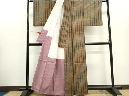 平和屋着物■上質な紬　縞　正絹　逸品　CABH1077ou