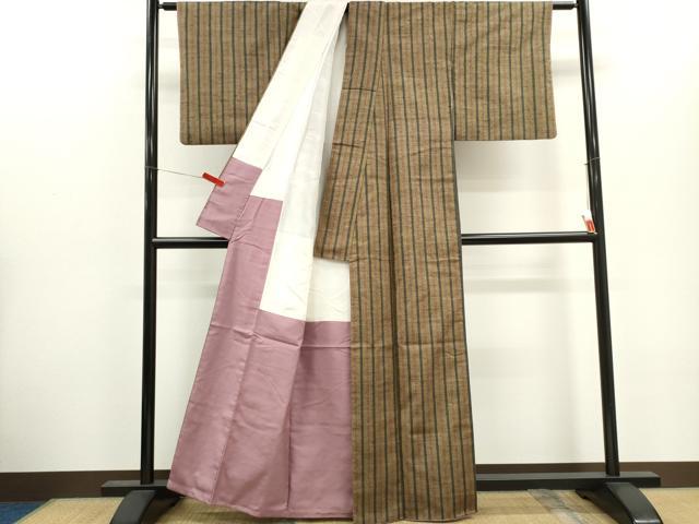平和屋着物■上質な紬　縞　正絹　逸品　CABH1077ou