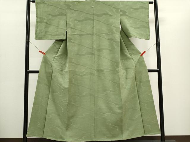 平和屋着物■上質な色無地　流水地紋　柳茶色　正絹　逸品　CABH1078ou
